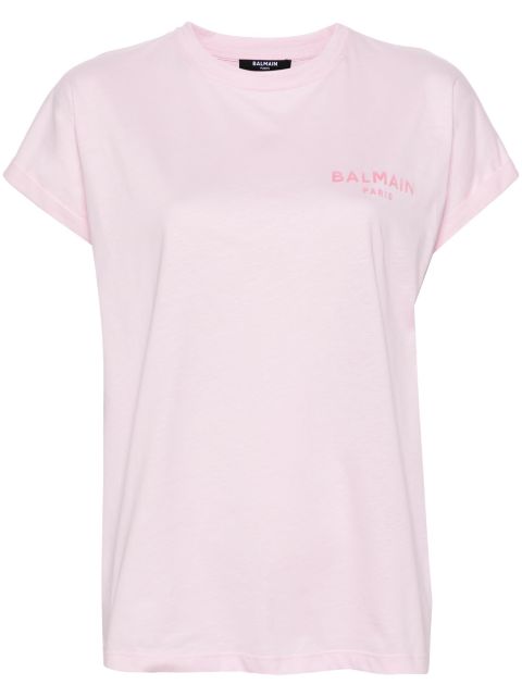 Balmain flocked-logo cotton T-shirt Women