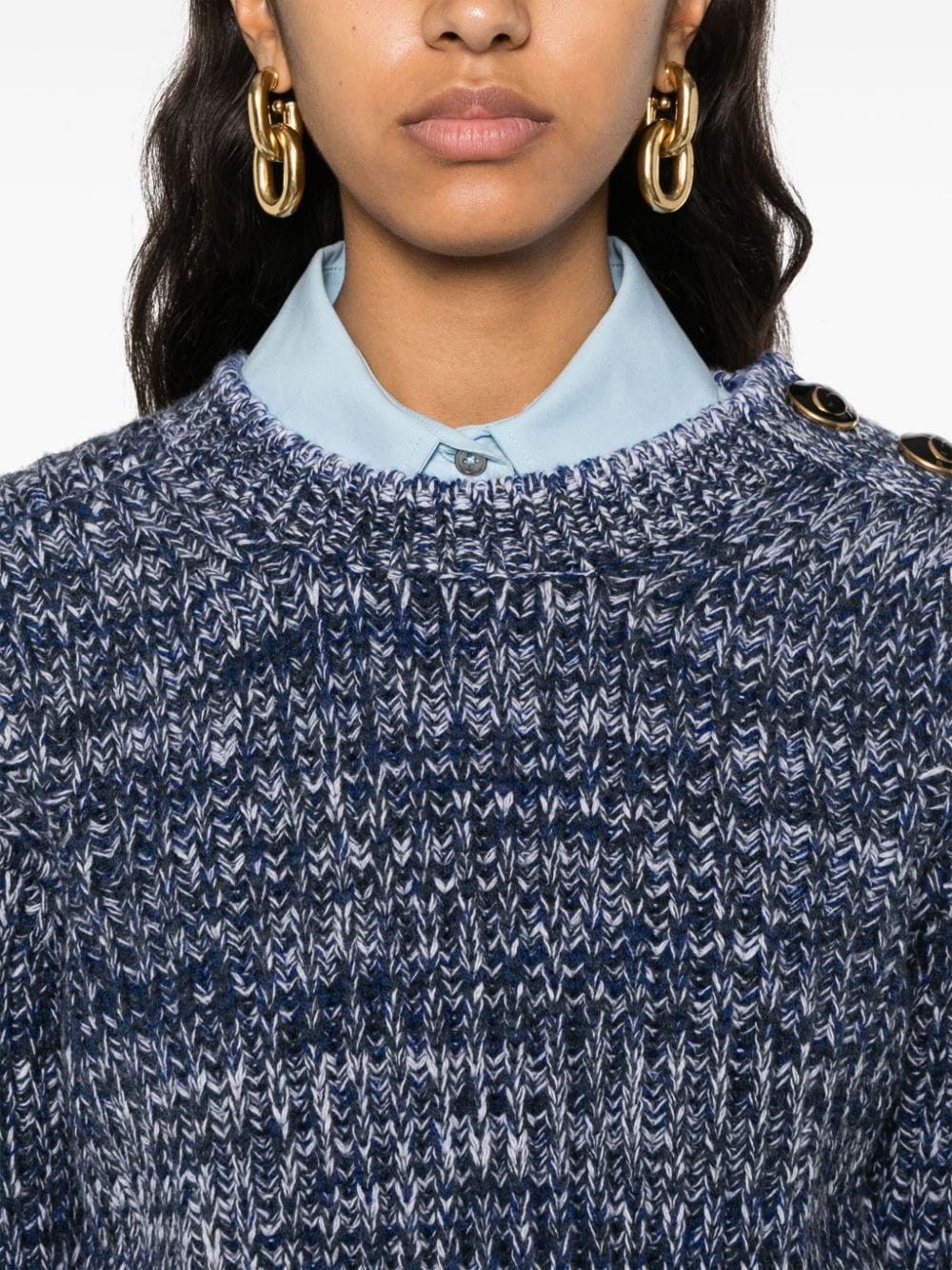 Shop Erdem Mélange-effect Wool Jumper In Blue