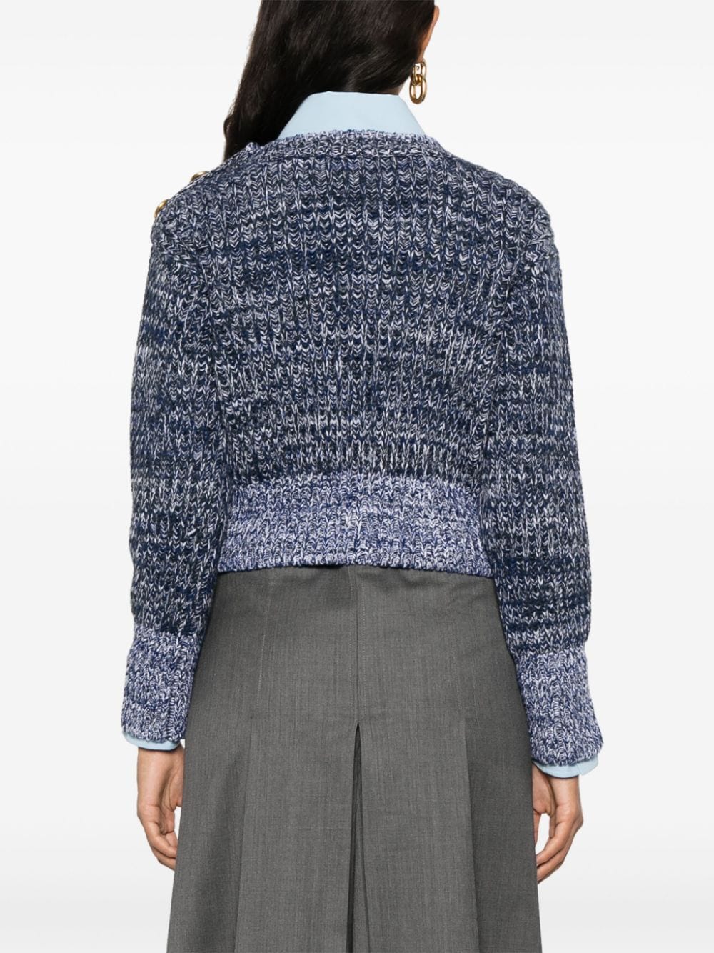 Shop Erdem Mélange-effect Wool Jumper In Blue