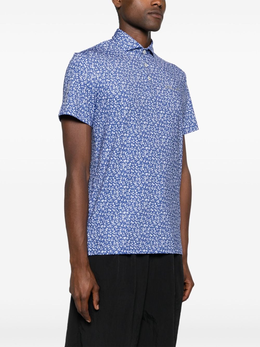 Shop Ralph Lauren Floral-print Polo Shirt In Blue