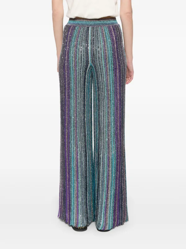 Missoni sequin-embellished Ribbed Palazzo Pants | Blue