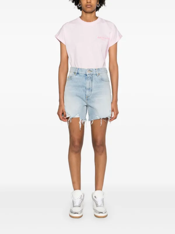 Balmain high-rise Denim Shorts | Blue | FARFETCH