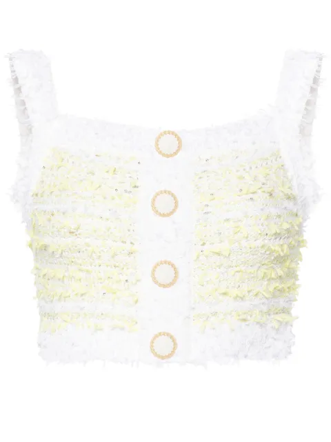 Balmain top corto de tweed con motivo de rayas