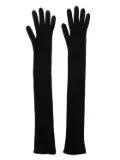 Moncler logo-patch ribbed gloves - Black