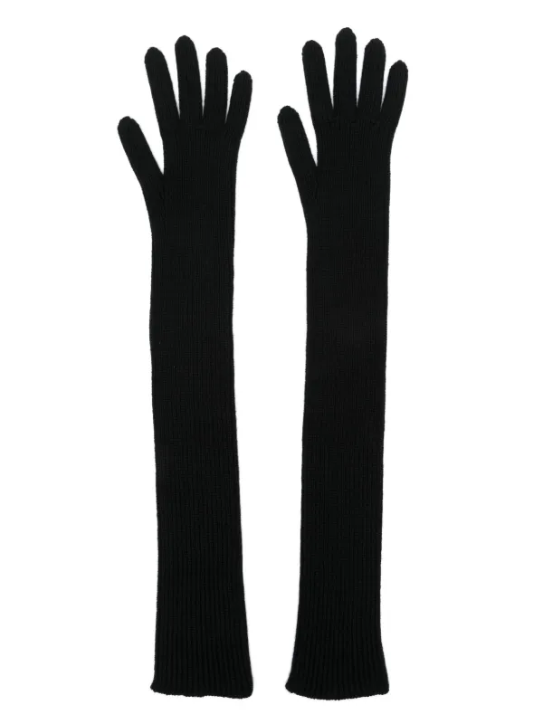 MONCLER ブラック手袋 ロゴパッチ付き MONCLER ブラック手袋 ロゴパッチ付き