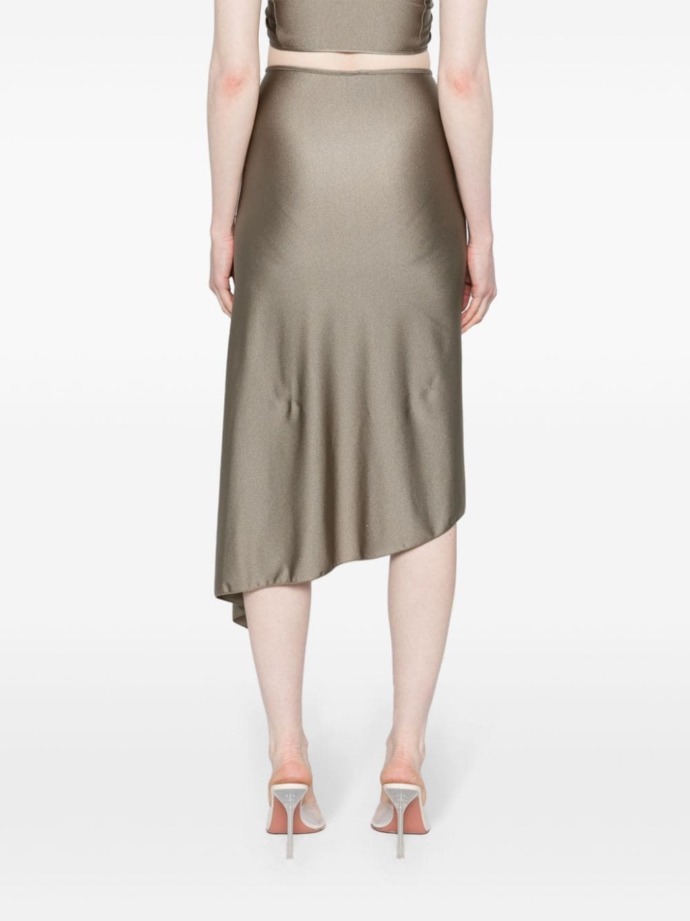 Shop Coperni Floral-appliqué Asymmetric Skirt In Grey