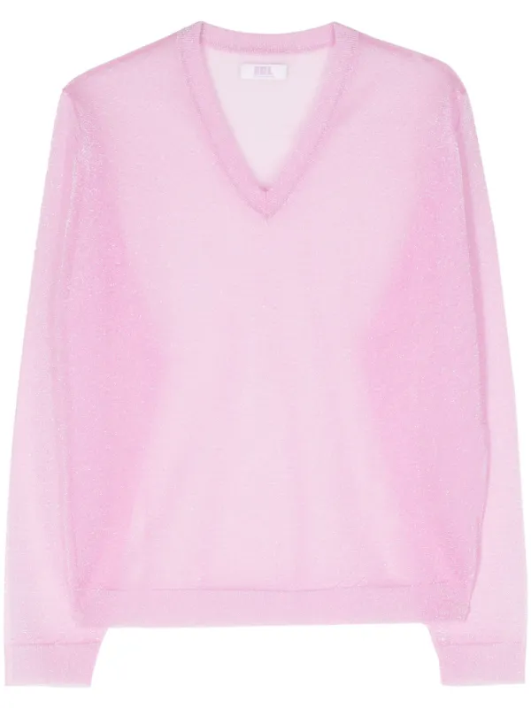 ERL V neck lurex jumper men Polyester L Pink