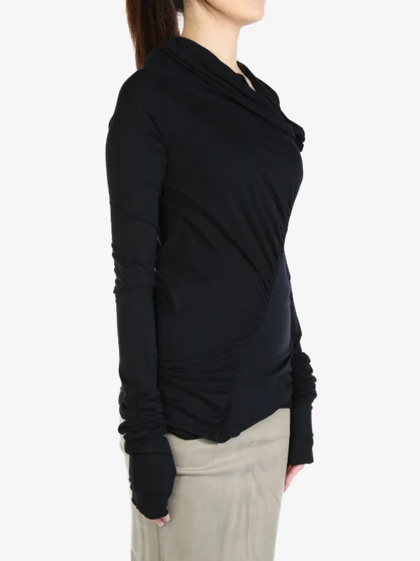 Rick Owens Lilies Lido Elise Asymmetric v-neck Top | Black