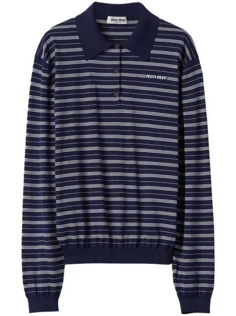 Miu Miu logo-print striped polo top