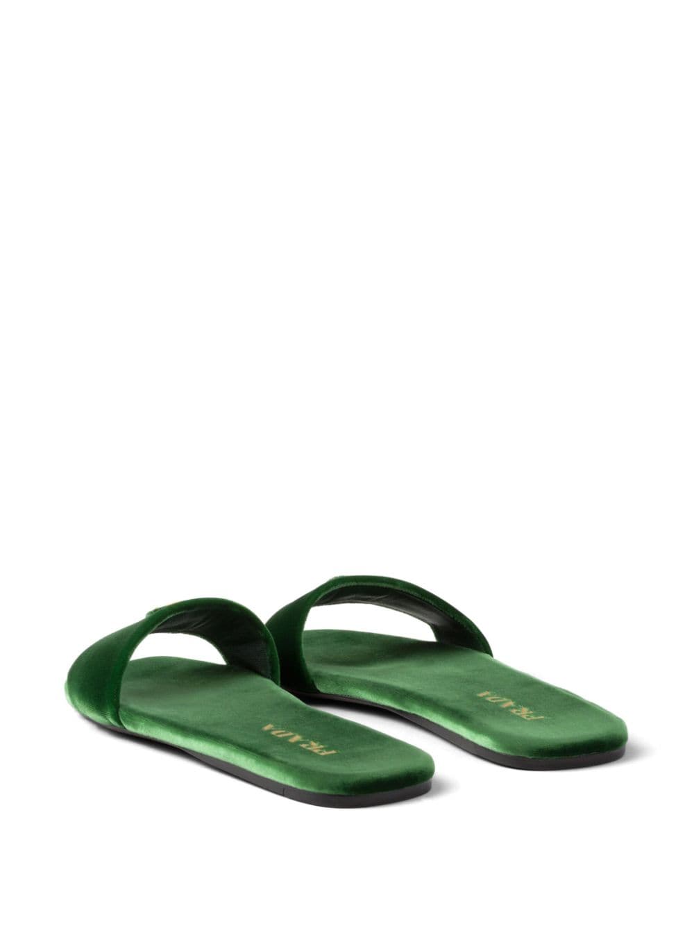 Shop Prada Triangle-logo Velvet Slides In Green