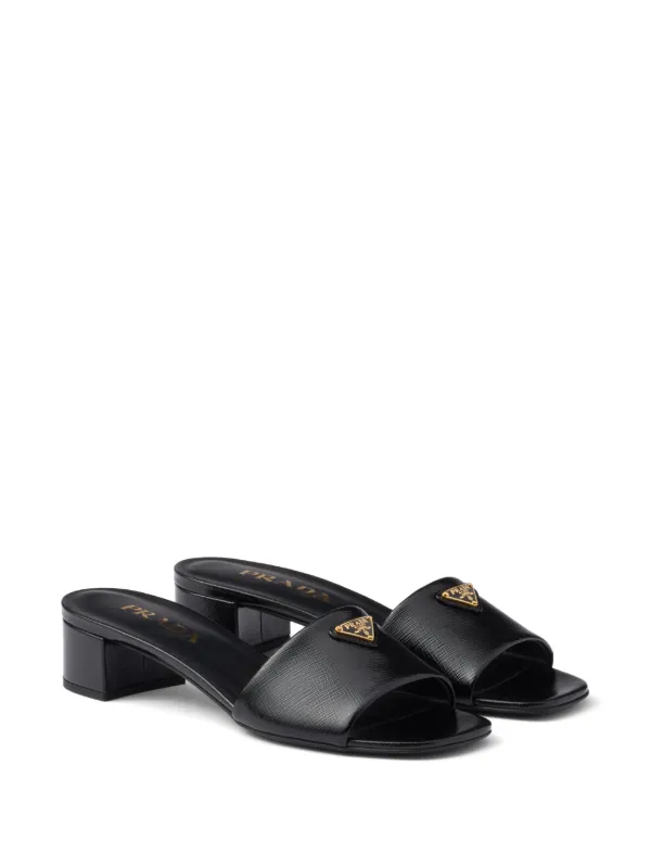 Prada 35mm logo-appliqué Sandals | Black | FARFETCH