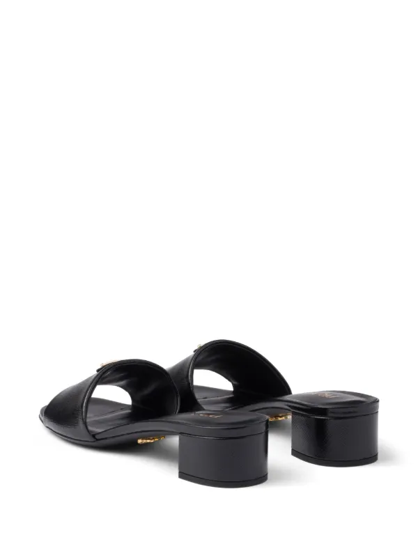 Prada 35mm logo-appliqué Sandals | Black | FARFETCH