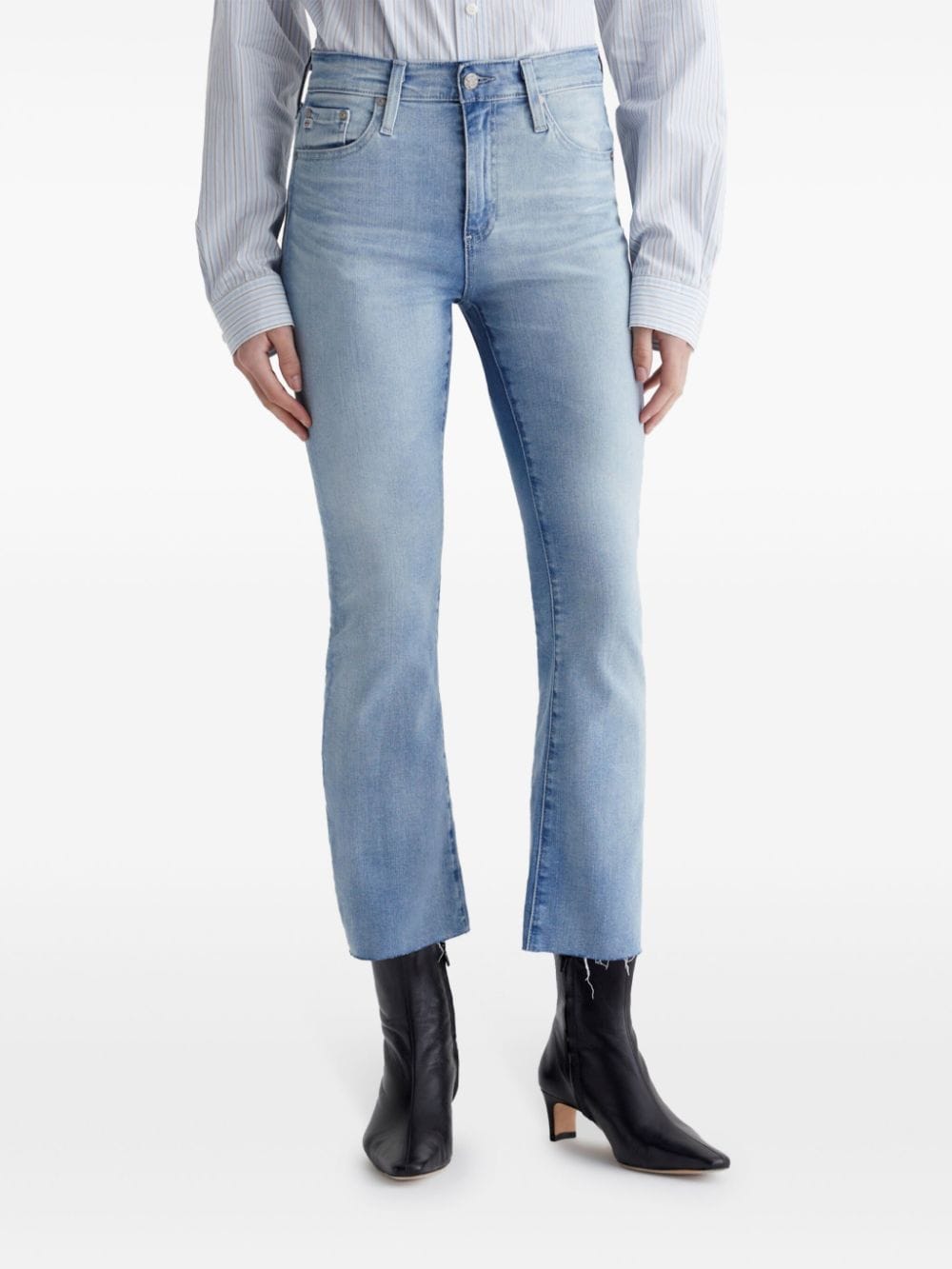 Shop Ag Farah Bootcut Cropped Jeans In Blue