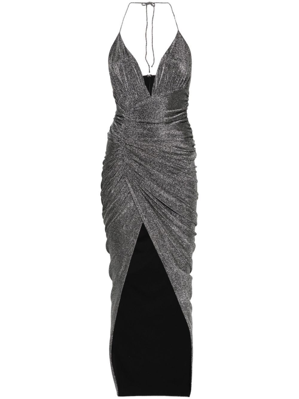 Alexandre Vauthier Halterneck Lurex Maxi Dress In Silver