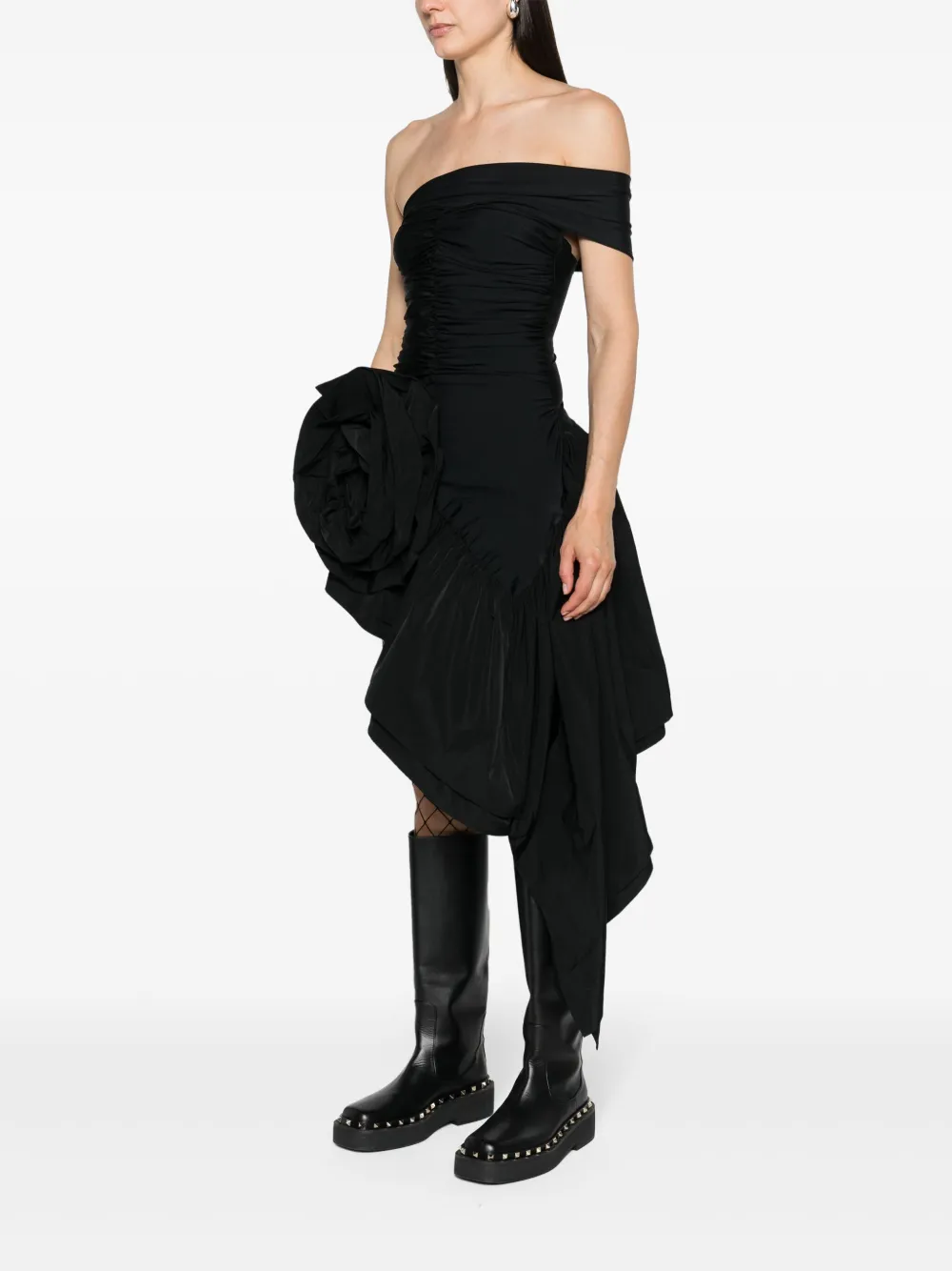 Vaquera Mini-jurk met roos applicatie Zwart