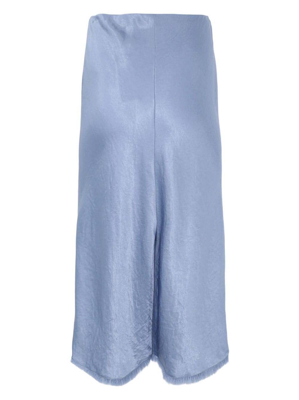 Shop Vince Satin-finish Midi Skirt In Blue