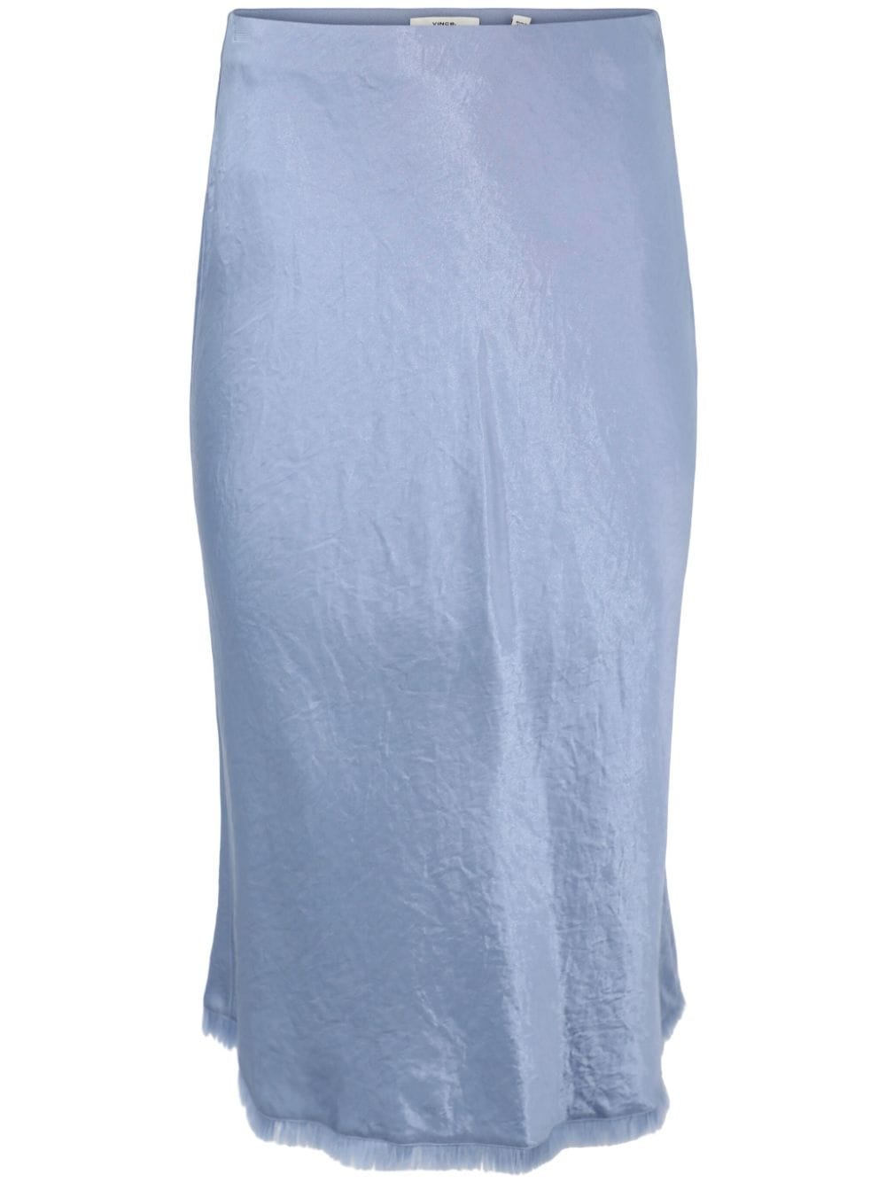 Shop Vince Satin-finish Midi Skirt In Blue