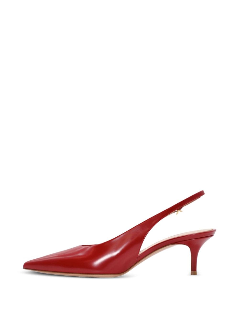 Shop Gianvito Rossi Leather Slingback Pumps In Red