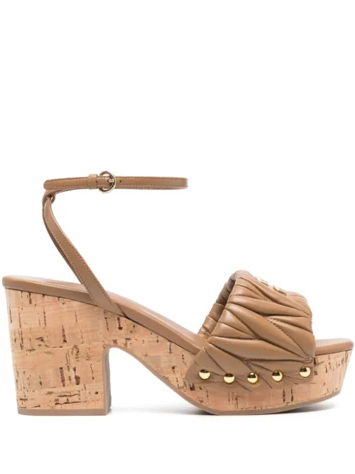 Sandales en cuir à plaque logo - Miu Miu - Modalova