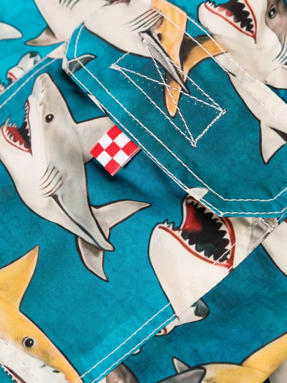Shop Mc2 Saint Barth X Rick Dick Gustavia Sharks Swim Shorts In 蓝色
