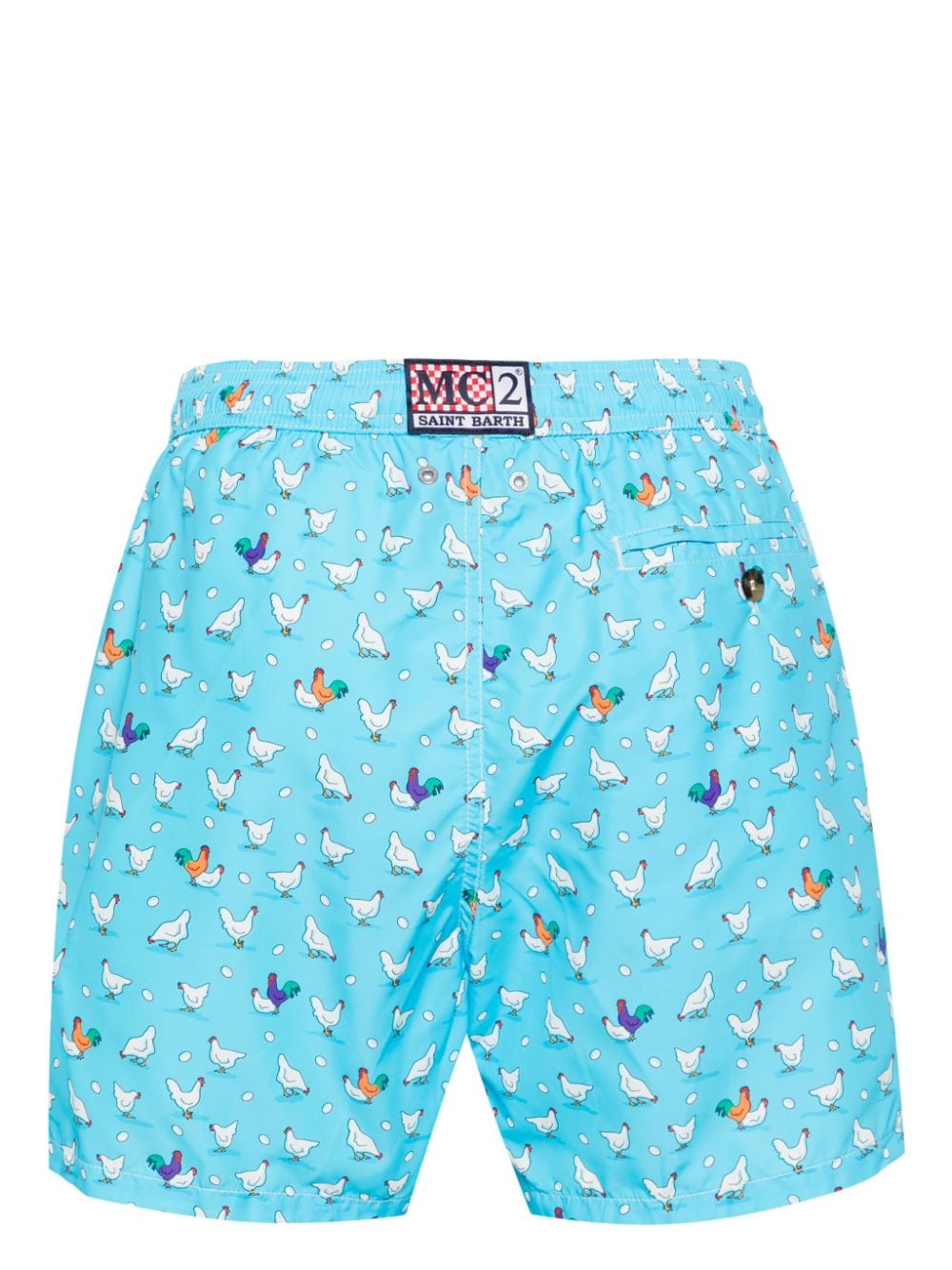 Shop Mc2 Saint Barth Chicken-print Swim Shorts In 蓝色