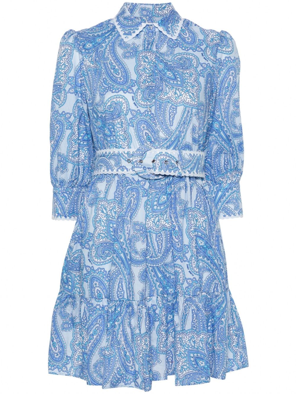 mc2 saint barth robe-chemise en coton à imprimé cachemire - bleu