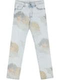 Fiorucci Angel-print mid-rise straight jeans - Blue