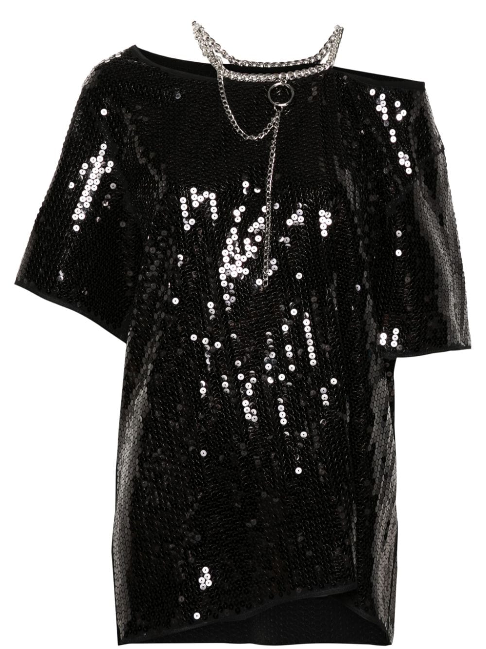 Shop Junya Watanabe Sequin-embellished Chain-detail T-shirt In Black