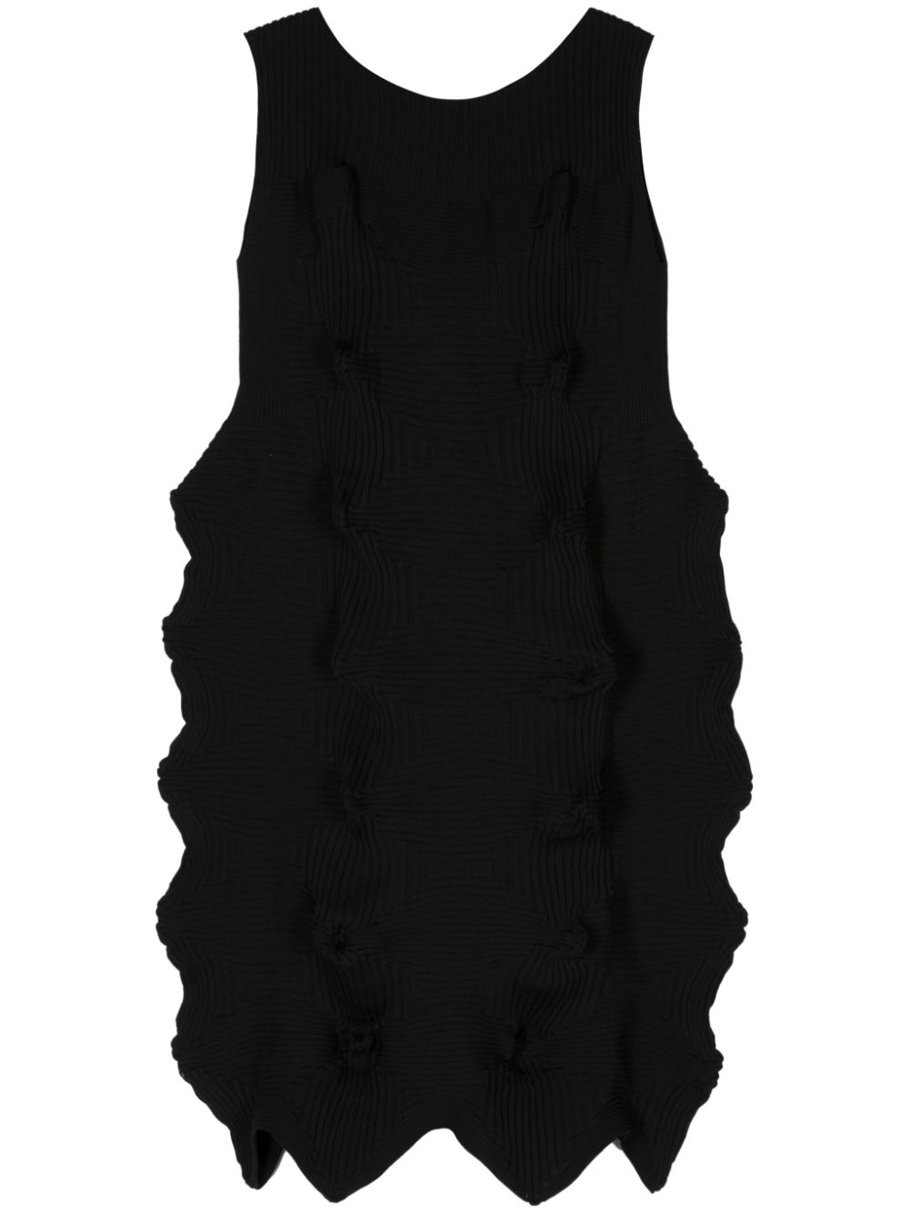 Issey Miyake 3D geribbelde mini-jurk Zwart