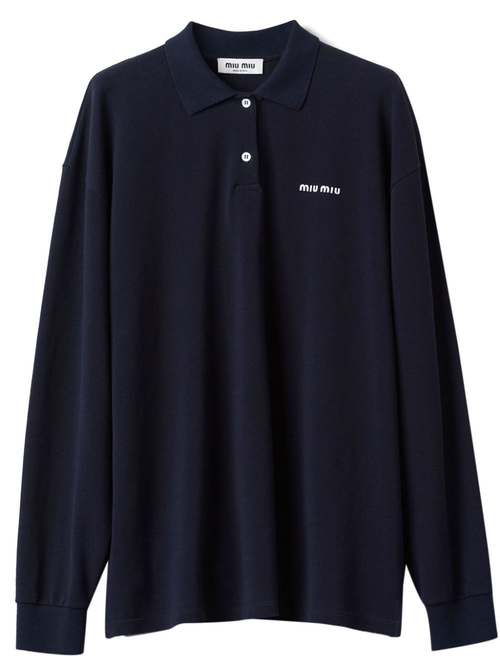 Miu Miu Logo-embroidered Piqué Polo Shirt In Blue