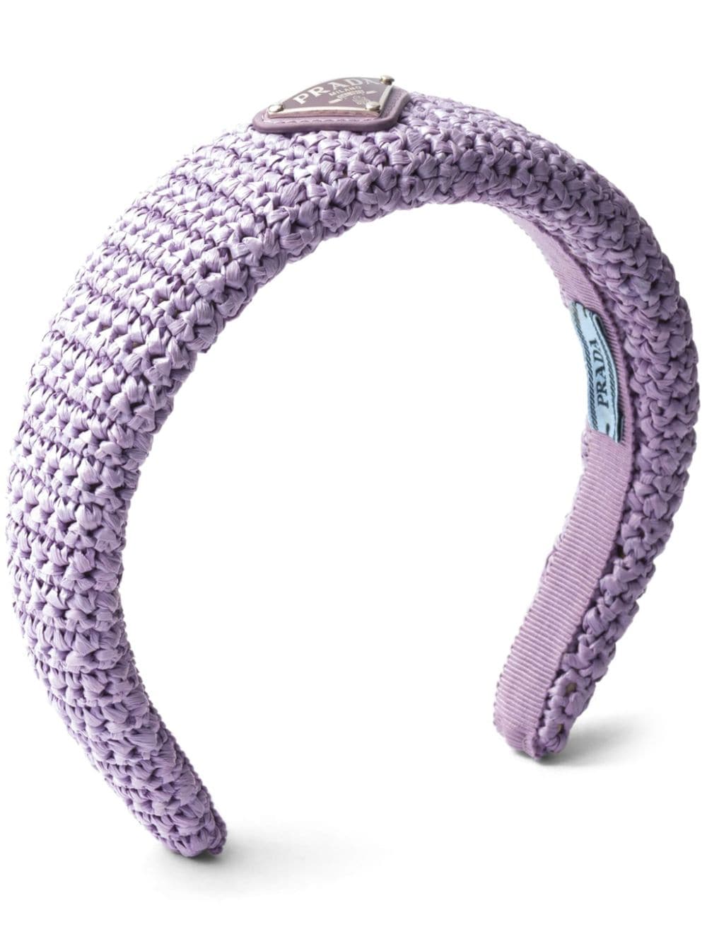Prada Triangle-logo Crochet Headband In Purple