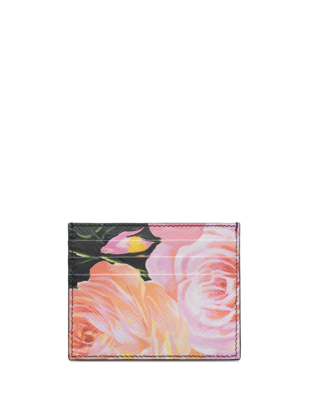 SAFFIANO 皮质花卉印花卡夹