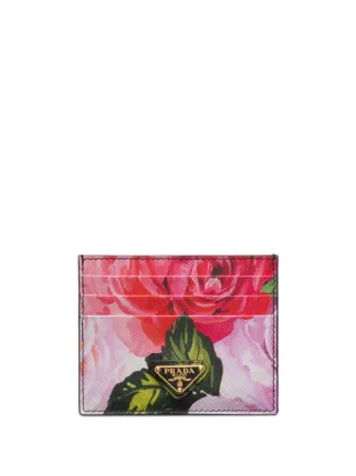 ■ 47317★年 PRADA プラダ スカート フルーツ柄 タイト Prada floral-print Saffiano Leather Cardholder | Black | FARFETCH