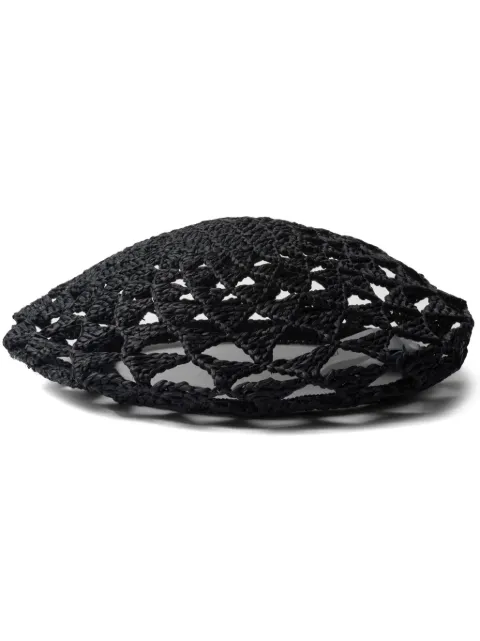 Prada woven-raffia beret