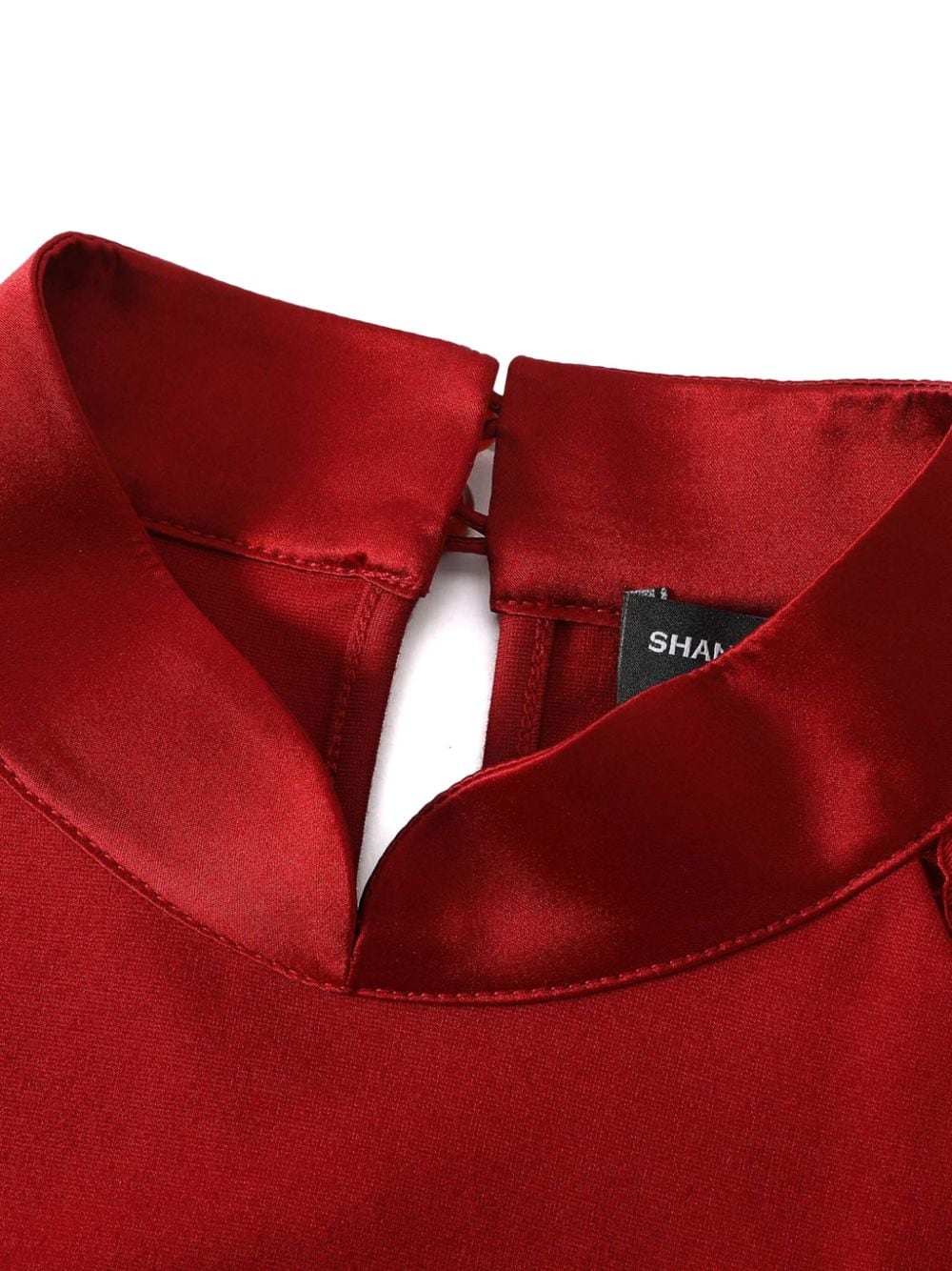 Shop Shanghai Tang Lace-detail Satin Blouse In Red