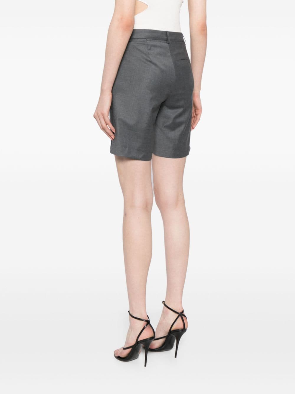 Shop Materiel Pressed-crease Wool-blend Shorts In Grey