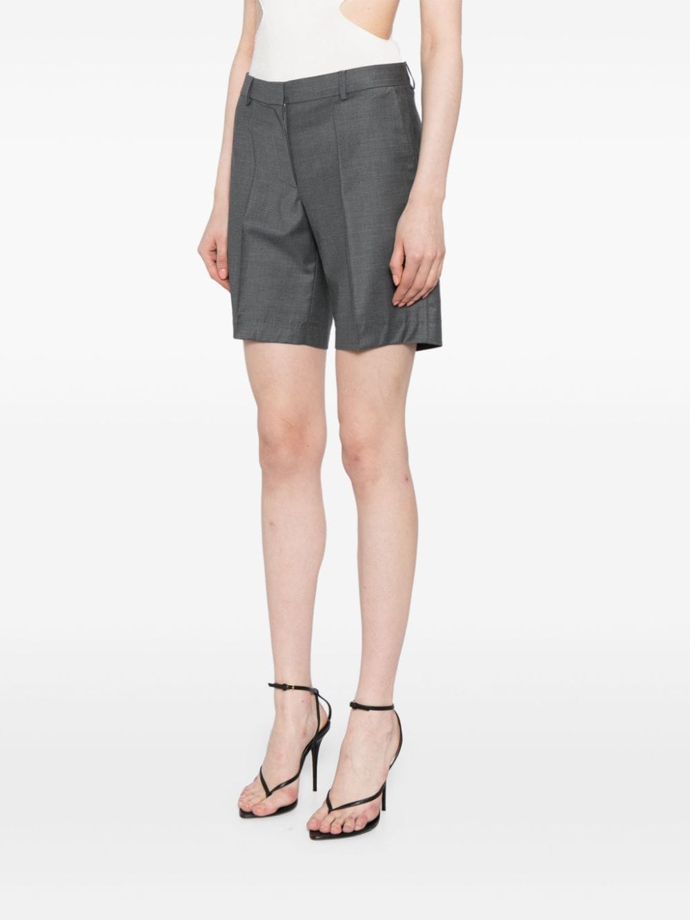 Shop Materiel Pressed-crease Wool-blend Shorts In Grey