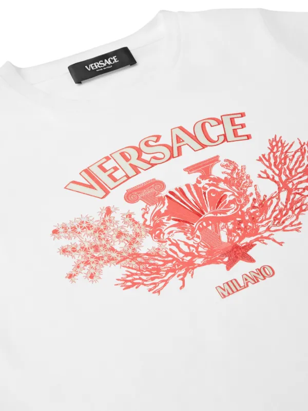 VERSACE ユニバーシティ コーラル Tシャツ ホワイト University Coral cotton jersey T-shirt in white - Versace