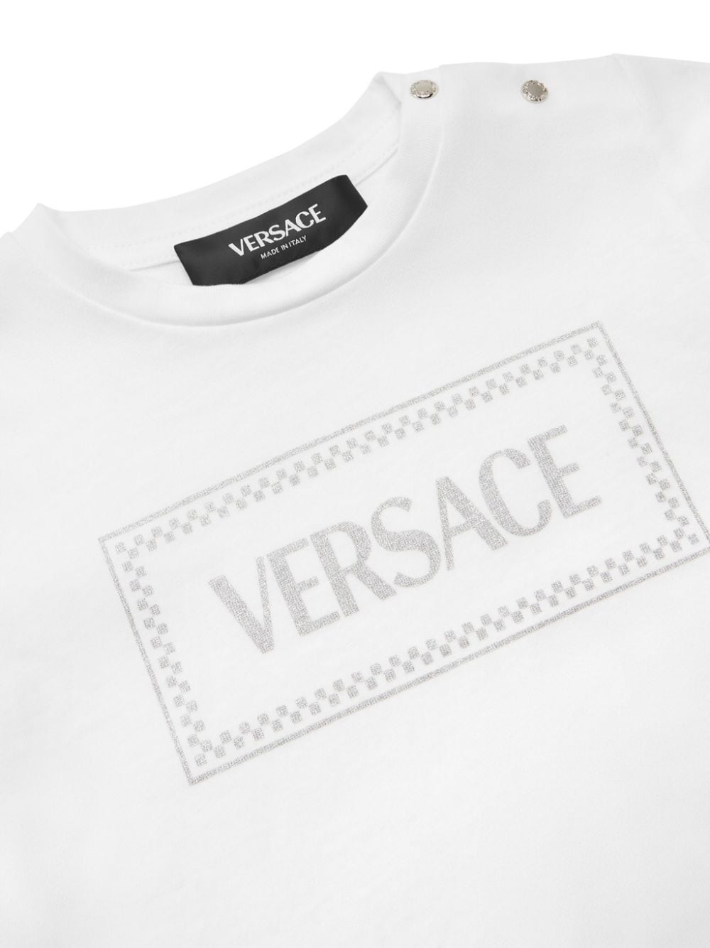 Shop Versace Glittery Logo-print T-shirt In White