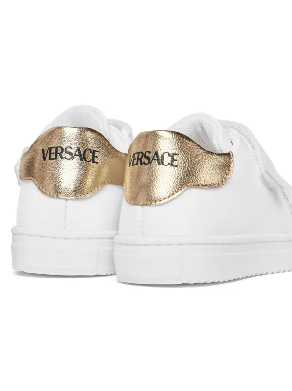 Versace Kids logo-print Leather Sneakers | White | FARFETCH