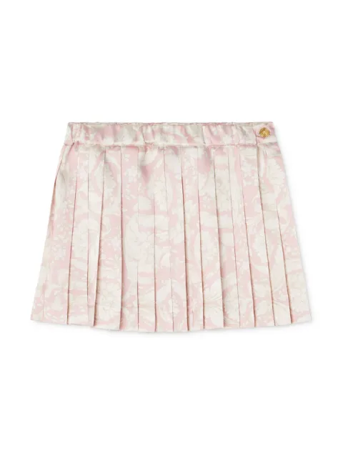 Versace Kids Barocco-print pleated miniskirt