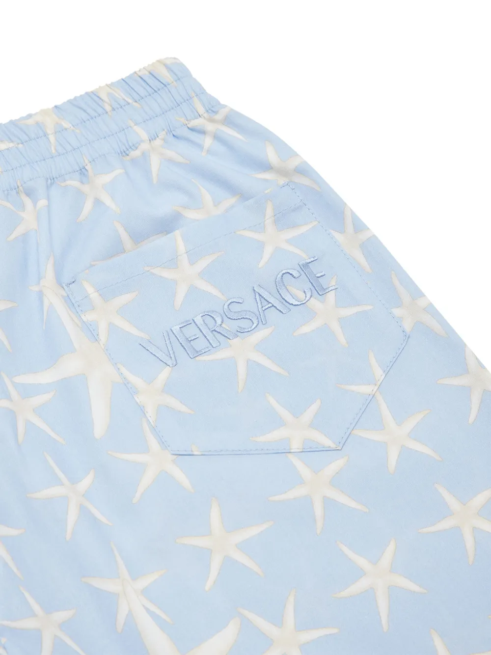 Versace Kids Shorts met geborduurd logo Blauw