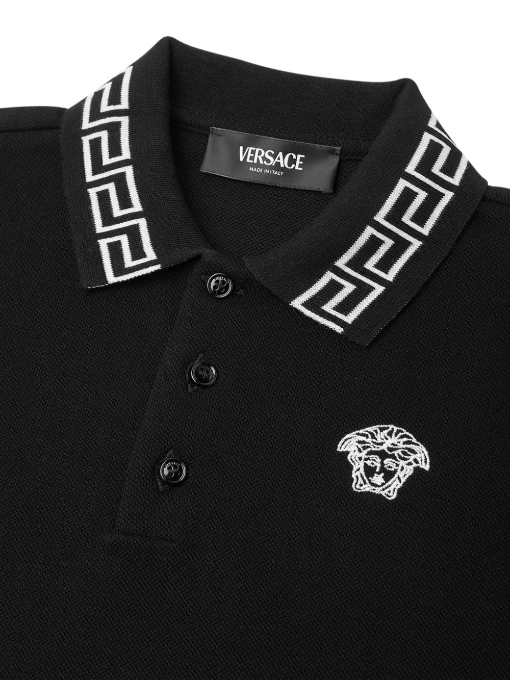 VERSACE GRECA-DETAIL COTTON POLO SHIRT 