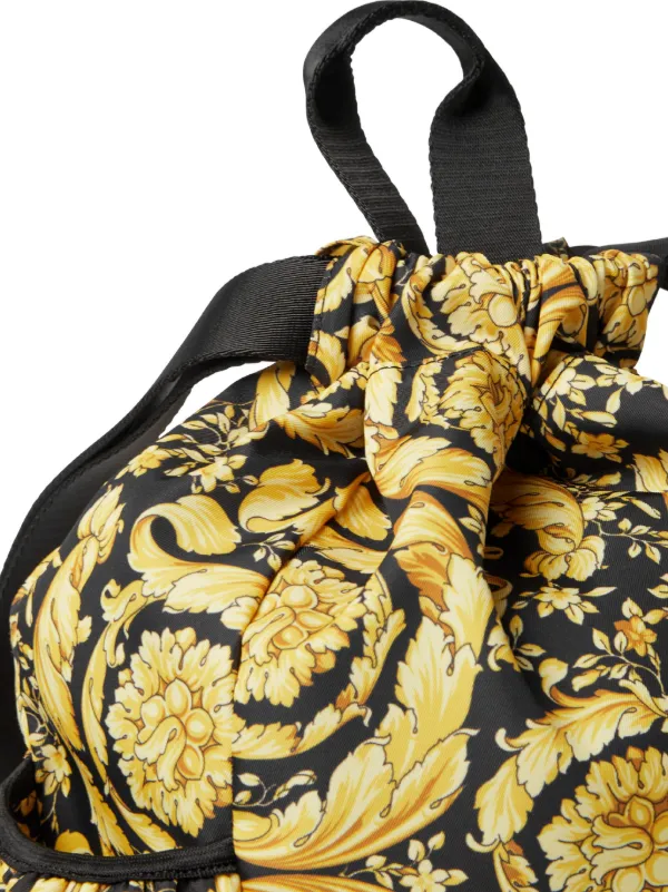 Versace Kids Barocco print Drawstring Backpack Yellow FARFETCH UK