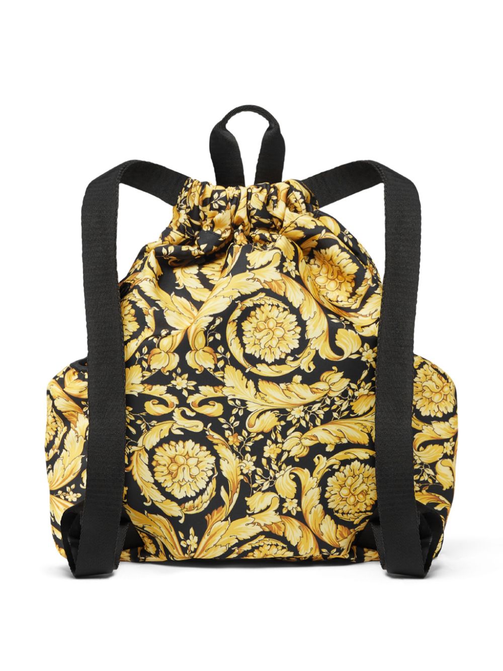 Shop Versace Barocco-print Drawstring Backpack In Yellow
