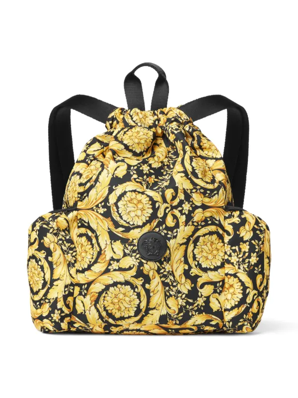 Versace Kids Barocco print Drawstring Backpack Yellow FARFETCH IE