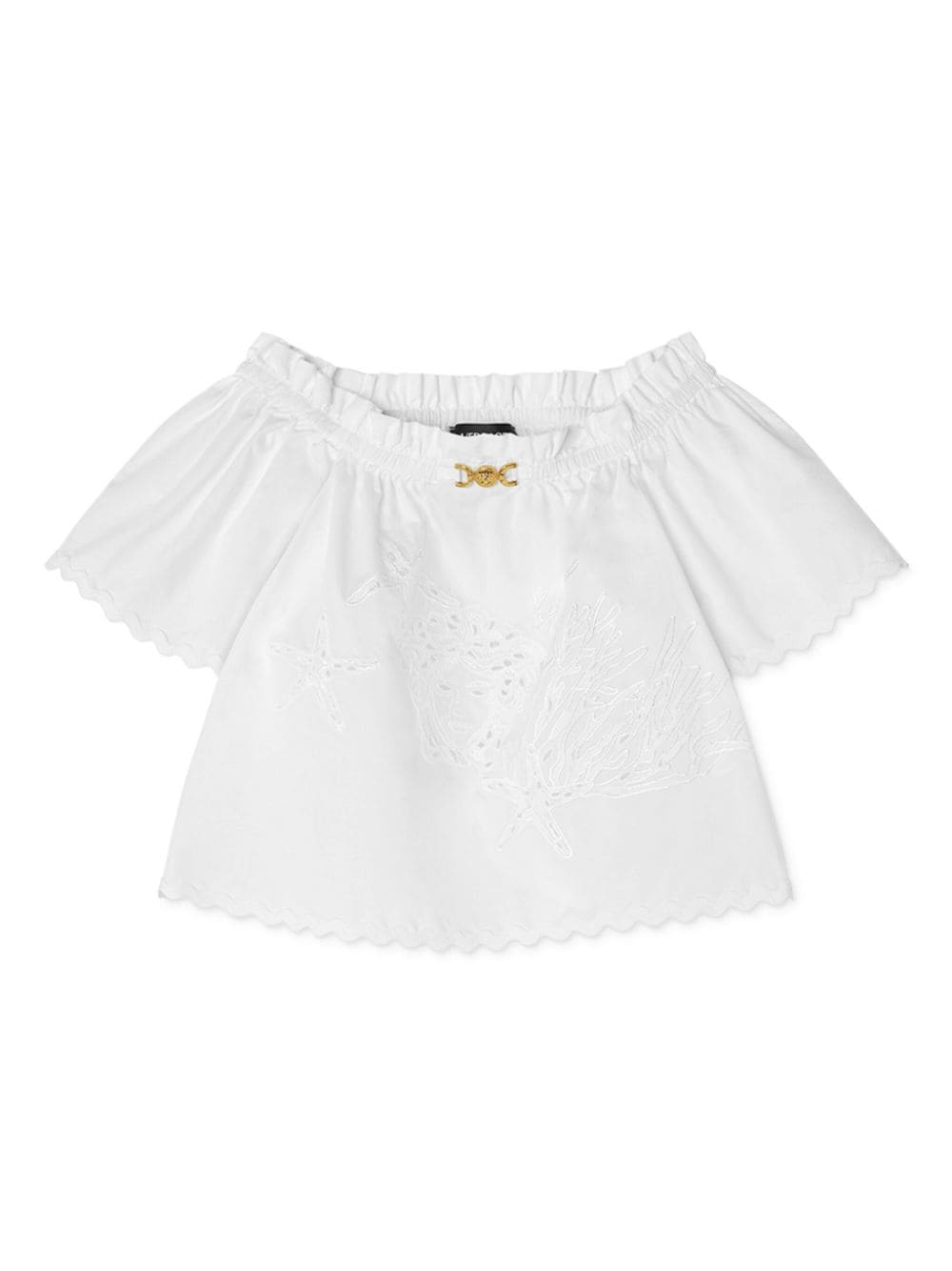 Versace Kids' Sangallo Embroidered Shirt In White
