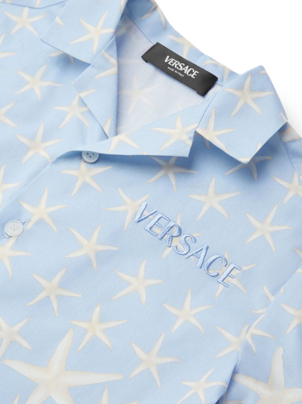 Versace Kids Shirt met korte mouwen en sterrenprint Blauw