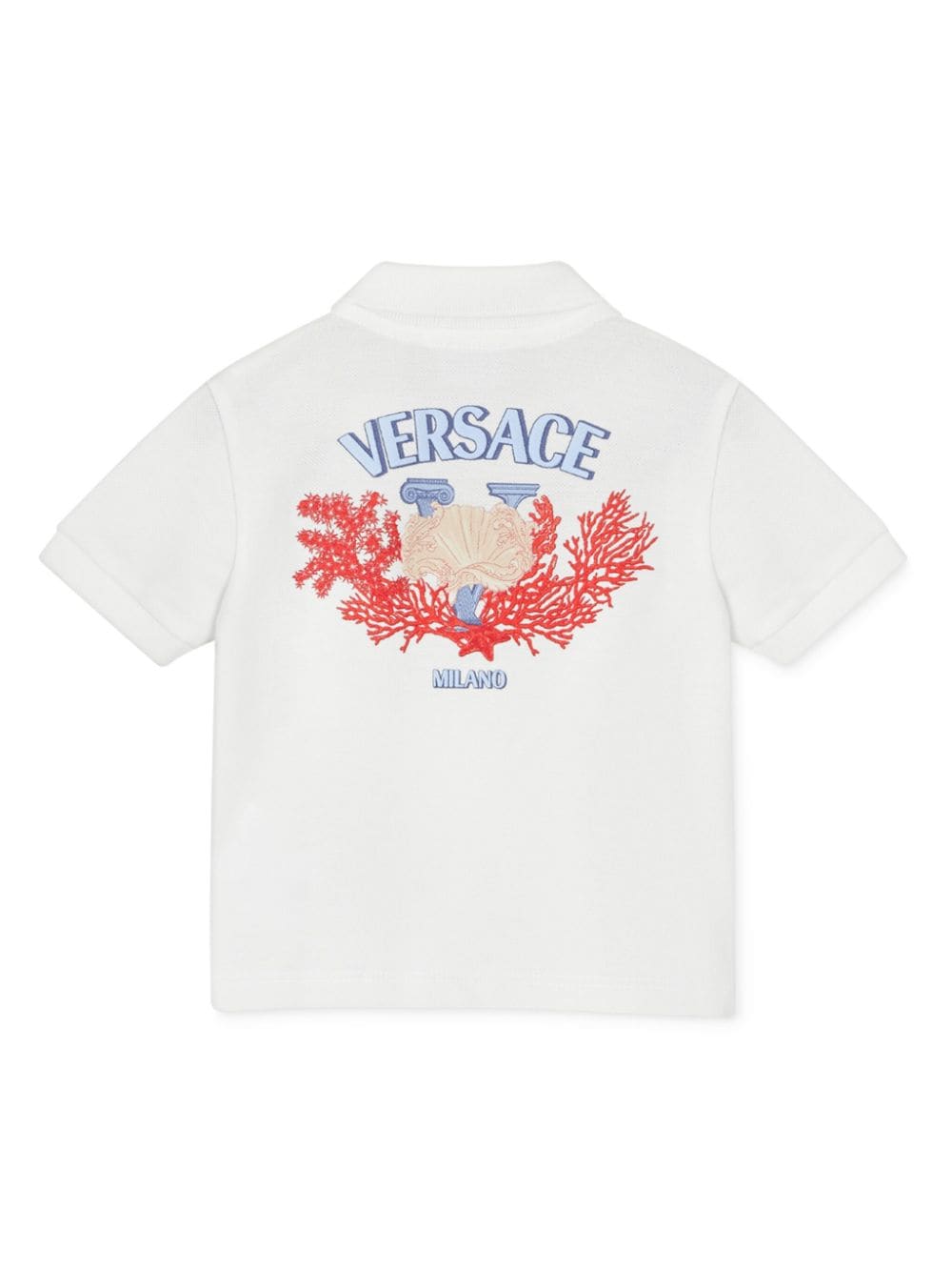 Shop Versace University Coral Polo Shirt In White