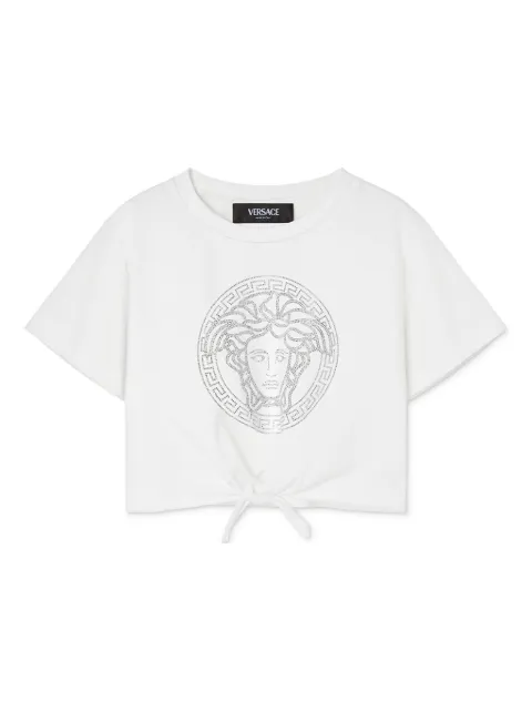 Versace Kids Medusa crystal-embellished knotted T-shirt